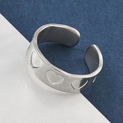 Нержавеющая Сталь Цвет 304 открытые манжеты из нержавеющей стали для женщин, сердце, цвет нержавеющей стали, 6.5 мм, регулируемый