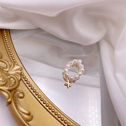 Letter X Перстни из натурального пресноводного жемчуга, с подвеской в виде буквы из сплава золотистого тона, Письмо X, внутренний диаметр: 16 мм