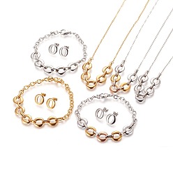 (52) Непрозрачная лаванда 304 браслеты из нержавеющей стали и серьги-гвоздики, с когтями омара застежками и кабельных цепей, плоско-круглые, разноцветные, 21.4 дюйм (54.5 см), 1.5 мм, 12.5x12x2 мм, штифты : 0.7 мм, 8-5/8 дюйм (22 см)