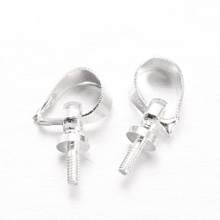 Серебро Латунные подвески под залог, за половину пробурено бисера, серебряные, 7x4.5x3 мм, отверстие : 4x3.5 мм, штифты : 1 мм