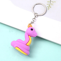 Бледно-Розовый Брелок из ПВХ-сумки в виде змеи, Мультяшное подвесное украшение для рюкзака, розовый жемчуг, 52x38 мм