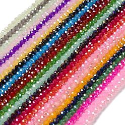 (52) Непрозрачная лаванда Запекание гальванических нитей стеклянных бусин, AB цвет, граненые, окрашенные, рондель, разноцветные, 4x3 мм, отверстие : 1 мм, около 110~115 шт / нитка, 39~40 см
