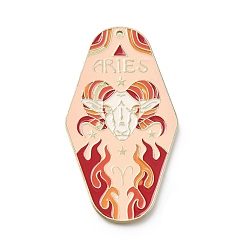 Овен Большие подвески из сплава эмали с изображением двенадцати созвездий, золотые, Овен, 63x35x1 мм, отверстие : 1.6 мм