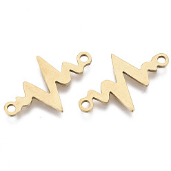 Golden 201 Stainless Steel Links connectors, Laser Cut Links, Heartbeat, Golden, 14x23x1mm, Hole: 1.5mm