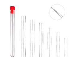 Красный Иглы для бисероплетения складные с большим ушком из нержавеющей стали, устойчивые к потускнению, игла для бисера, с трубкой для хранения, красные, 45~153x13 мм, 19 шт / комплект
