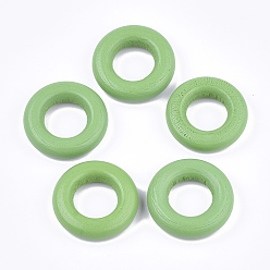 Light Green Painted Wooden Linking Rings, Ring, Light Green, 24.5x6mm, Hole: 12mm