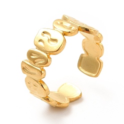 Real 18K Gold Plated Ion Plating(IP) 304 Stainless Steel Geometric Open Cuff Ring for Women, Real 18K Gold Plated, US Size 6 1/2(16.9mm)