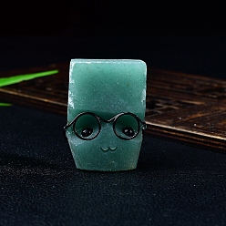 Авантюрин Натуральный авантюрин еж скульптура выставка украшения, в очках, для домашнего офисного стола, 32x23x45 мм