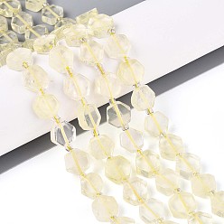 Лимонный Кварц Нити из натуральных бусин лимонного кварца (обработанных нагреванием), шестиугольник, с бисером, 8~10x8~10x4~5 мм, отверстие : 0.9~1 мм, около 18~19 шт / нитка, 7.68~8.07'' (19.5~20.5 см)