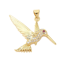Золотой Латунные микро проложить кубического циркония подвески, без кадмия и без свинца, дятел, золотые, 25.5x36x4.5 мм, отверстие : 4x3 мм