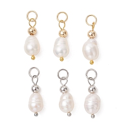 (52) Непрозрачная лаванда 6шт 2 цвета подвески из натурального культивированного пресноводного жемчуга, рисовые прелести, цвет морской раковины, разноцветные, 18.5x6.5~7.5 мм, Перейти кольцо: 5x0.8 мм, внутренний диаметр: 3.5 мм, 3 шт / цвет