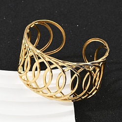 Золотой 304 из нержавеющей стали манжеты браслеты, широкие браслеты для женщин, полый, золотые, внутренний диаметр: 2-1/8x2 дюйм (5.5x5 см)