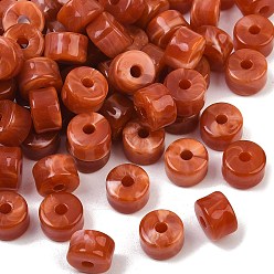 Chocolate Two-Color Opaque Acrylic Imitation Gemstone Beads, Column, Chocolate, 12x8mm, Hole: 3mm, about 526pcs/500g