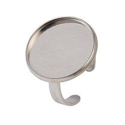 Нержавеющая Сталь Цвет 304 компоненты манжетного кольца из нержавеющей стали, настройки кольца чашки безеля, плоско-круглые, цвет нержавеющей стали, лоток : 20 мм, 3 мм, регулируемый