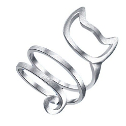 Platinum Alloy Rings for Women, Cat Shape, Platinum, Inner Diameter: 18mm
