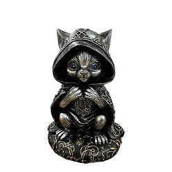 Черный Хэллоуин смоляные фигурки кота-мага, для домашнего украшения рабочего стола, чёрные, 80x95x150 мм