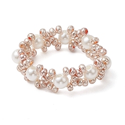 Розово-Коричневый Буква x стеклянные бусины ручной работы эластичные кольца, круглые акриловые бусины с имитацией жемчуга для женщины, розово-коричневый, 7 мм, внутренний диаметр: 19 мм