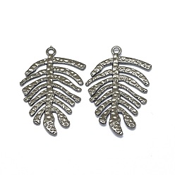 Gunmetal Alloy Pendants, Long-Lasting Plated, Monstera Leaf, Gunmetal, 39.5x26x1mm, Hole: 2mm