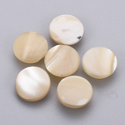 Wheat Trochus Shell Shank Buttons, Flat Round, Wheat, 11.5x5mm, Hole: 1.5mm