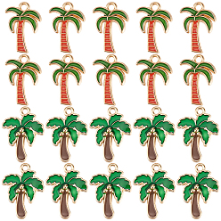 (52) Непрозрачная лаванда 20 шт 2 стили подвески из сплава эмали, кокосовая пальма, разноцветные, 18~20x13~15.5x2~2.5 мм, отверстие : 1.6 мм, 10 шт / стиль
