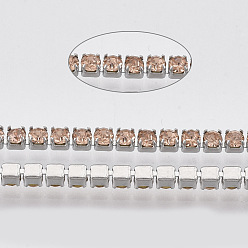 Светло-Персиковый 304 цепочки из страз из нержавеющей стали, с катушкой, горный хрусталь чашка цепи, цвет нержавеющей стали, светлый персик, 2x2x2 мм, около 32.8 футов (10 м) / рулон.