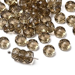 Серый К 9 стекло, имитация Австрийские кристаллические шарики, класс AAA, граненые, плоско-круглые, серые, 8x3.5 мм, отверстие : 0.9~1 мм