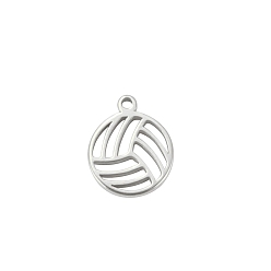 Volleyball Не тускнеющие 304 подвески из нержавеющей стали, отрезать, мяч, цвет нержавеющей стали, волейбол, 12.1x9.9 мм