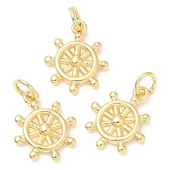 Настоящее золото 18K Стойки обшивки латунные подвески, долговечный, с целью перехода в кольце, без свинца и без кадмия, очарование шлема, реальный 18 k позолоченный, 14.5x12x2.5 мм, отверстие : 3 мм