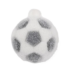 Football Силиконовые подвески с бархатным покрытием на спортивную тематику, чёрные, футбол, 31.5x27 мм, отверстие : 2 мм