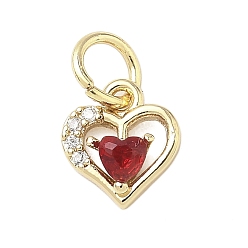 Настоящее золото 18K Латунные микро проложить кубического циркония подвески, сердце прелести, с целью перехода в кольце, реальный 18 k позолоченный, 8.5x7.5x3 мм, отверстие : 3.5 мм