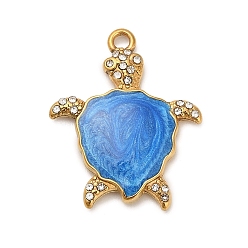 Золотой 304 из нержавеющей стали горный хрусталь подвески, черепаха, Эмаль стиле, без кадмия, без никеля и без свинца, ионное покрытие (ip), золотые, 25x20x3.5 мм, отверстие : 1.8 мм