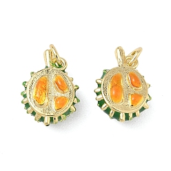 Durian Латунь эмаль подвески, подвески в форме фруктов, без свинца и без кадмия, долговечный, стойки покрытие, с целью перехода в кольце, дуриан, 15x10.5x6.8 мм, отверстие : 3.3 мм