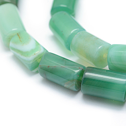 Средний Аквамарин Природный агат бисер нитей, окрашенная и подогревом, колонка, средний аквамарин, 11.5~12x7.5~8 мм, отверстие : 1 мм, около 32 шт / нитка, 14.96 дюйм (38 см)