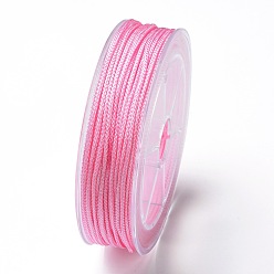 Pink Плетеные нити нейлона, мамбо нить, для изготовления ювелирных изделий, розовые, 1.5 мм, около 19.68 ярдов (18 м) / рулон