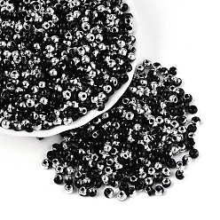 Светло-серый 6/0 полупокрытые стеклянные бусины, два тона, круглое отверстие, рондель, светло-серый, 4x3 мм, отверстие : 1.4 мм, Около 7142 шт / фунт