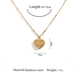 Heart 304 Stainless Steel Pendant Necklaces, Golden, Heart, 17.72 inch(45cm), pendant: 20x19mm