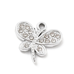 Платина Подвески из сплава и страза, УФ-покрытием, бабочка, платина, 18.5x19x2.5 мм, отверстие : 1.8 мм