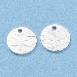Посеребрённый Латунь прелести, плоско-круглые, 925 серебро покрытием, 8x1 мм, отверстие : 1.2 мм