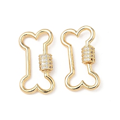 Другие Латунь микропаве прозрачный кубический цирконий винт карабин брелоки, без кадмия, без никеля и без свинца, реальный 18 k позолоченный, кость, 27x14.5x2 мм