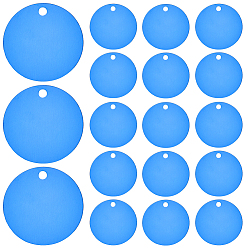 Синий 25шт. алюминиевые подвески, штамповка пустой метки, плоско-круглые, синие, 40x1 мм, отверстие : 3.5 мм