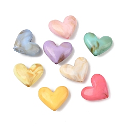 (52) Непрозрачная лаванда Акриловые бусины, Стиль имитация драгоценных камней, сердце, разноцветные, 16.5x20x8.5 мм, отверстие : 1.6 мм, Около 347 шт / 500 г