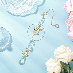 Золотой Подвесные ловцы солнца из сплава и латуни, стеклянная кисточка-ангелочек для декора на открытом воздухе и в саду, золотые, 275 мм