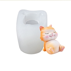 White Cat Food Grade Silicone Molds, Fondant Molds, Resin Casting Molds, for Chocolate, Candy, UV Resin & Epoxy Resin Decoration Making, Random Single Color or Random Mixed Color, 64x49x60mm, Inner Diameter: 37x44mm