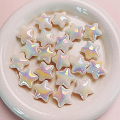 (7BDF) Прозрачный морозный бирюзовый Пластиковые бусины с УФ-покрытием, переливающаяся звезда, призрачный белый, 22x22 мм, отверстие : 2.8 мм