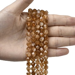 Цитрин Нагретые нити из натуральных цитриновых бусин, звезды вырезать круглые бусы, граненые, 7~8x7~8x7~8 мм, отверстие : 1 мм, около 46~47 шт / нитка, 14.72''~15'' (37.4~38.1 см)