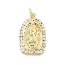 Arch Латунные микро проложить кубического циркония подвески, реальный 18 k позолоченный, прелести девы марии, арка, 19x12x3 мм, отверстие : 3 мм