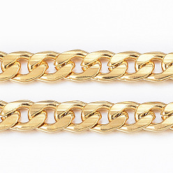 Золотой Ионное покрытие (ip) 304 кубинские звенья из нержавеющей стали, массивные цепи для бордюров, витые цепочки, несварные, с катушкой, золотые, 5.5x3.8x1 мм, около 65.61 футов (20 м) / рулон