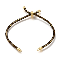 Кокосово-Коричневый Изготовление браслета-слайдера из плетеного хлопкового шнура, с реечной обшивкой латунными выводами, реальный 18 k позолоченный, кокосового коричневый, 8-5/8x1/8 дюйм (22x0.3 см), отверстие : 2 мм