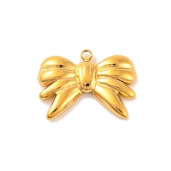 Настоящее золото 18K Ионное покрытие (ip) 304 брелоки из нержавеющей стали, бантом, реальный 18 k позолоченный, 12x15.5x2.5 мм, отверстие : 1.2 мм