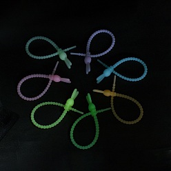 Кролик Светящиеся силиконовые кабельные стяжки, светящийся в темноте ремешок-органайзер из шнура, для управления проводами, Картина кролика, 210x14.5x10 мм, отверстие : 2.7 мм